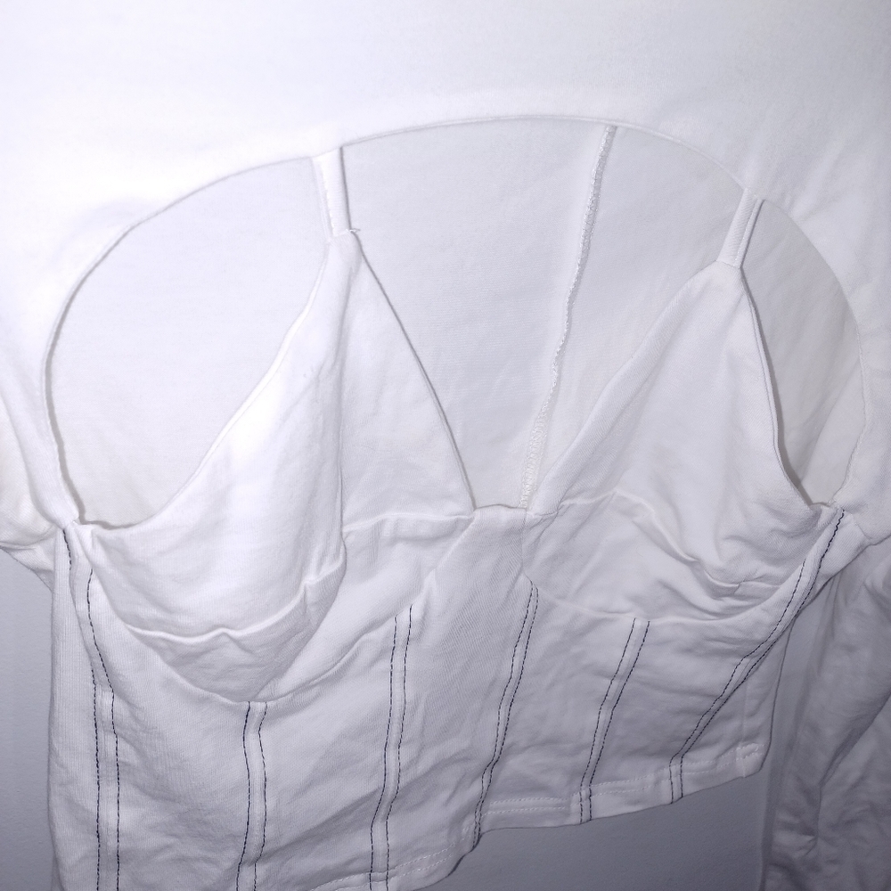 Shein - White- Cut-Out- Long Sleeve Top- W Sz Small - Picture 3 of 7